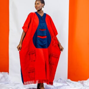 Solid Patch Pocket Kaftan(Denim Mix)