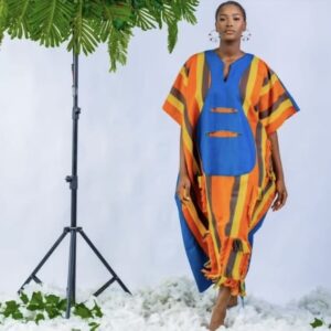Stripes Patch Pocket Kaftan(Denim Mix)