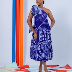 Onehand Bow Adire Bubble Dress