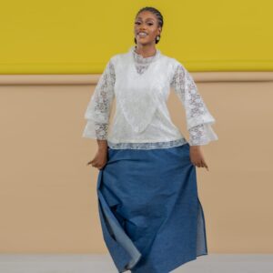 Lace/Denim Maxi Dress