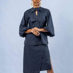 BOW TWOPIECE MIDI SKIRT SET