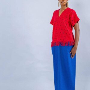PATCH COMBO MIX DENIM MAXI DRESS