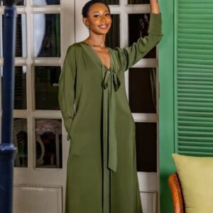 DOUBLE BOW MIDI DRESS