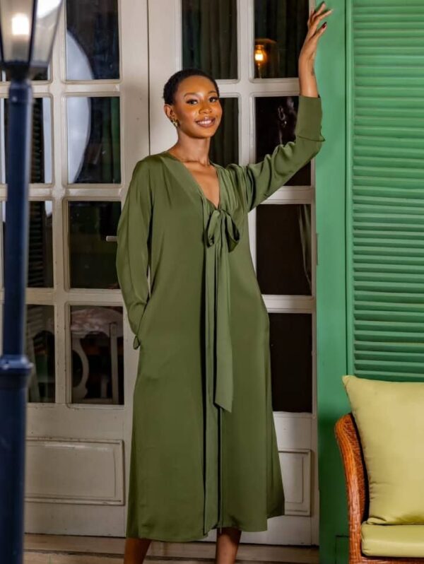 DOUBLE BOW MIDI DRESS
